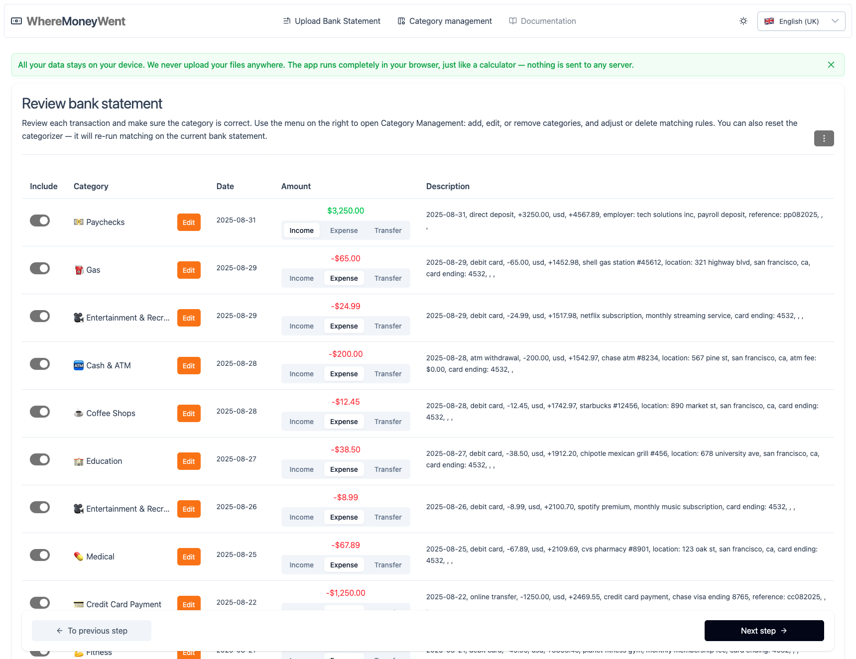 privacy-first expense tracker